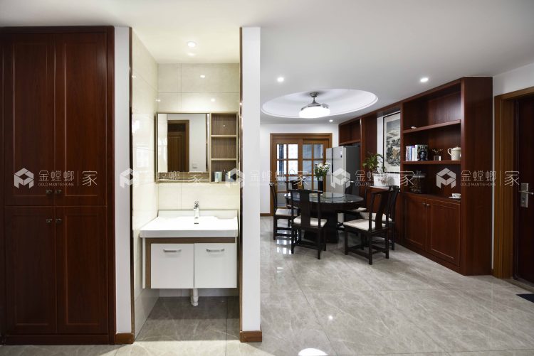 实拍：木质与金属的交融，沉稳雅致100平新中式风格-卫生间