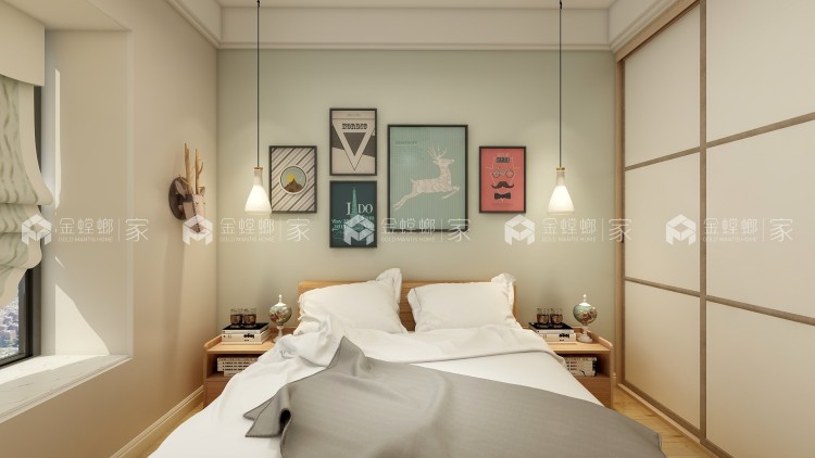 全屋浅色系，把素净日式风搬回家-卧室效果图及设计说明