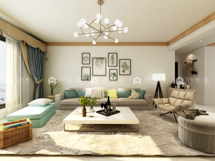 内外兼修的家极致体现艺术气质-客厅效果图及设计说明