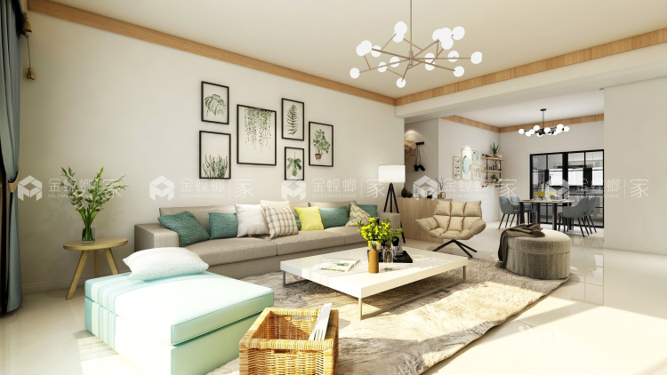 内外兼修的家极致体现艺术气质-客厅效果图及设计说明