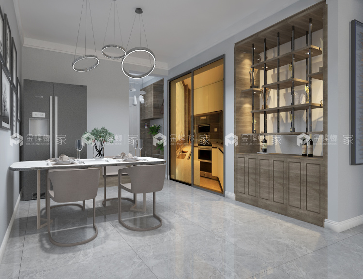 隐藏在156平米下得灰色优雅格调，让人心生爱意-餐厅效果图及设计说明