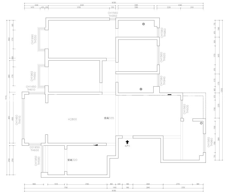 删繁化简，色彩浓郁的200平北欧美居-业主需求&原始结构图