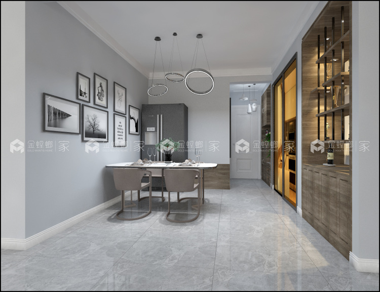 隐藏在156平米下得灰色优雅格调，让人心生爱意-餐厅效果图及设计说明