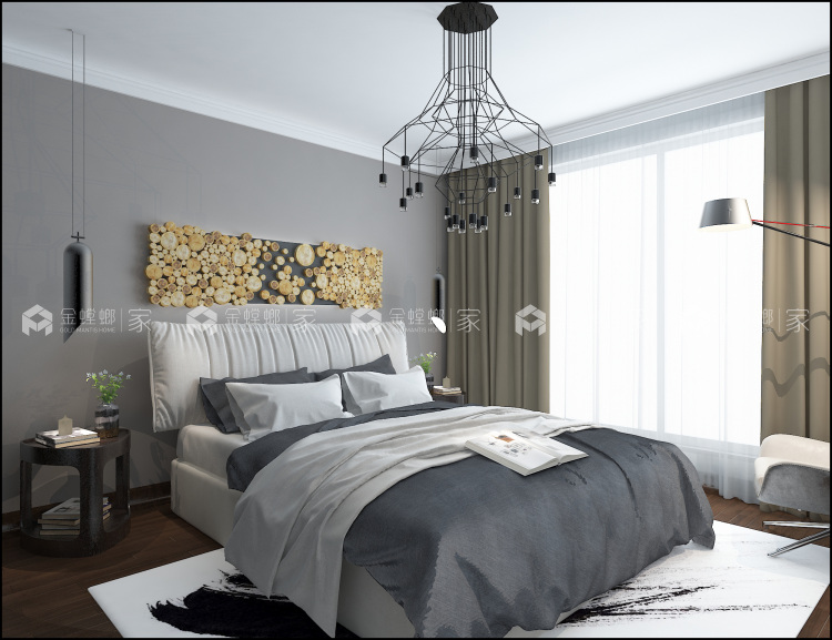 隐藏在156平米下得灰色优雅格调，让人心生爱意-卧室效果图及设计说明