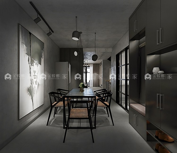 125平工业风的灰色调装修-空间效果图