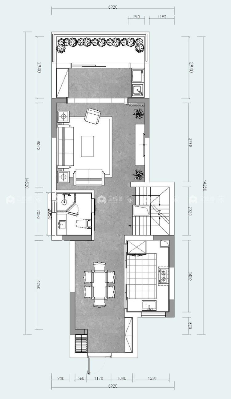 125平工业风的灰色调装修-平面布置图