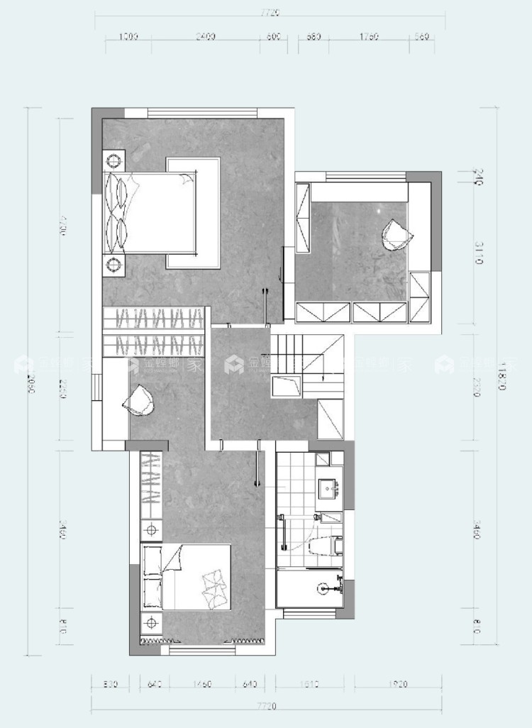 125平工业风的灰色调装修-平面布置图