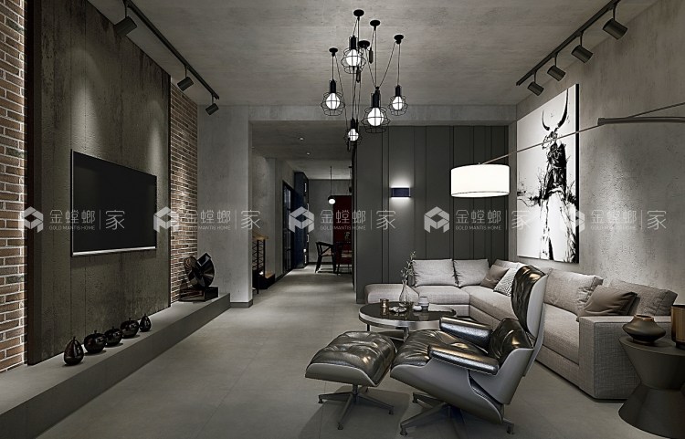 125平工业风的灰色调装修-空间效果图