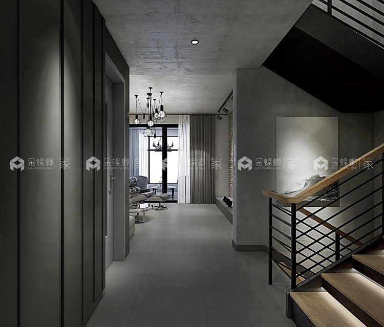 125平工业风的灰色调装修-空间效果图