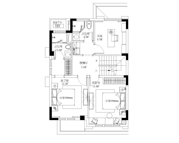 湖晓兰庭240平米新中式装修实景图-平面布置图