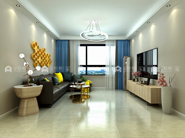 温馨的色彩充满期待和幻想-客厅效果图及设计说明