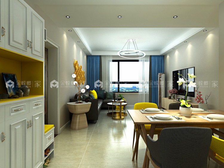 温馨的色彩充满期待和幻想-餐厅效果图及设计说明