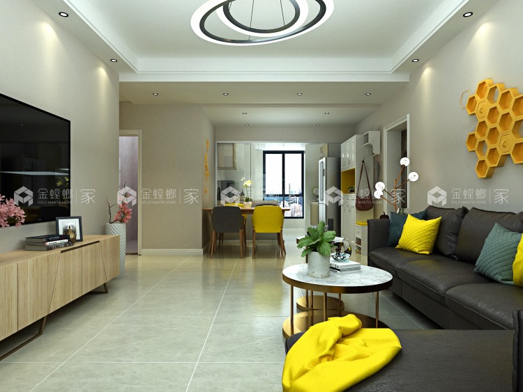 温馨的色彩充满期待和幻想-客厅效果图及设计说明