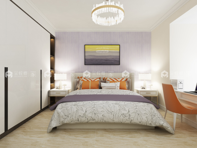 华恩城86平米新中式装修设计图-空间效果图