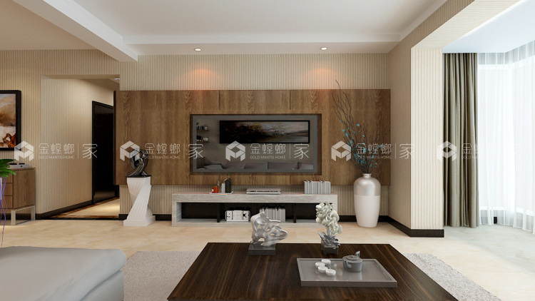 90平现代日式两居，超美超清新的阳光房-客厅效果图及设计说明