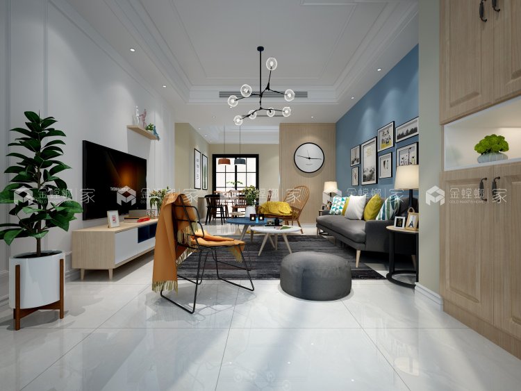 滟澜洲花漾里87平北欧风格，安静雅致-客厅效果图及设计说明