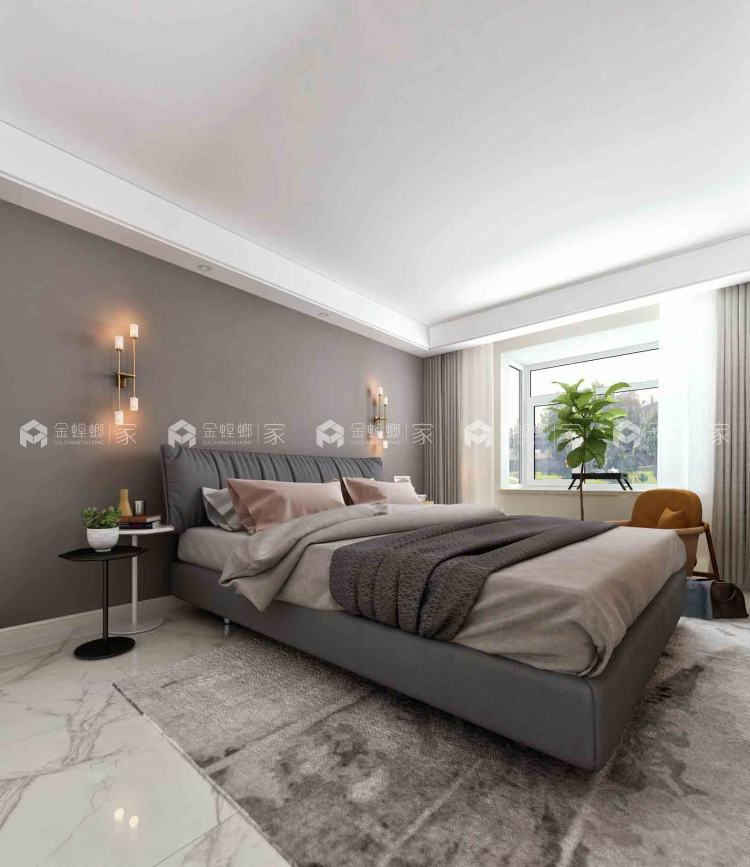 删繁化简，色彩浓郁的200平北欧美居-卧室效果图及设计说明