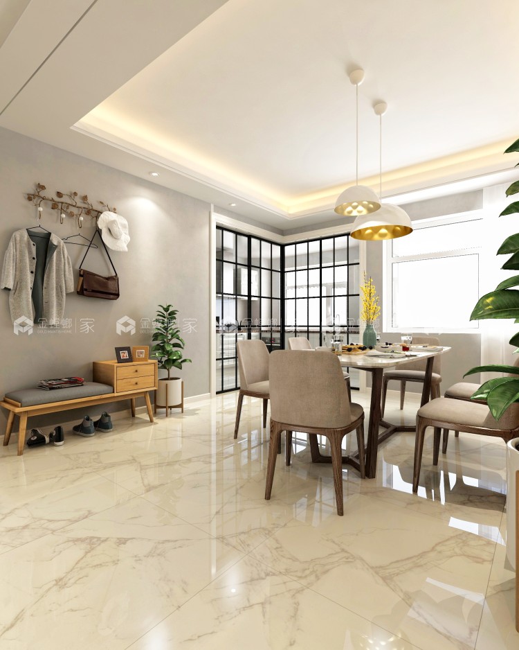 删繁化简，色彩浓郁的200平北欧美居-餐厅效果图及设计说明