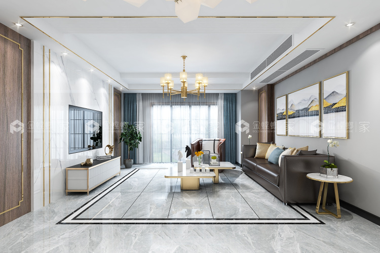 荷澜庭200㎡现代风格设计图-空间效果图