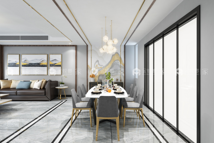 荷澜庭200㎡现代风格设计图-空间效果图