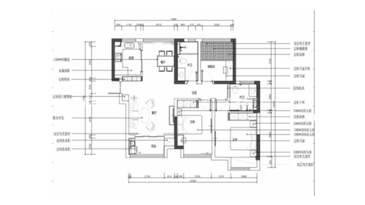 尼盛滨江城110㎡欧式风格装修设计图-平面布置图