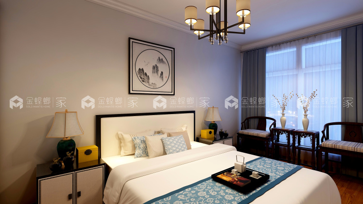 高盛国际花园城127㎡新中式装修图-空间效果图