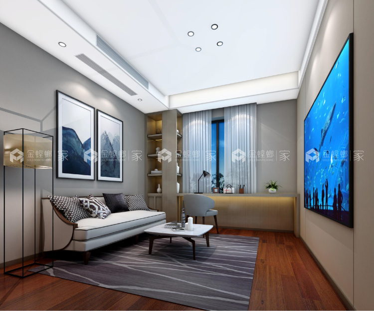 开方式厨房+吧台，延伸整体视觉空间-空间效果图