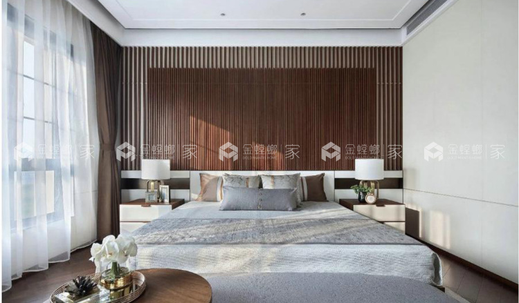 用现代风格表达新中式的元素-卧室效果图及设计说明