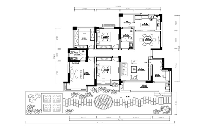 浅灰色色调配鱼骨拼贴木地板，更具时尚感-平面设计图及设计说明