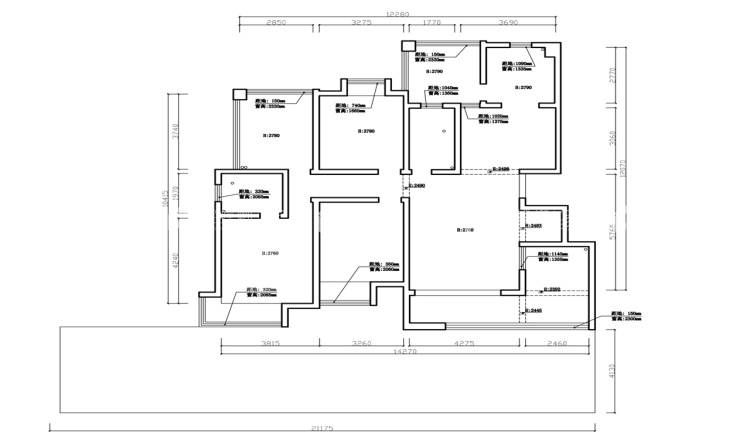 浅灰色色调配鱼骨拼贴木地板，更具时尚感-业主需求&原始结构图