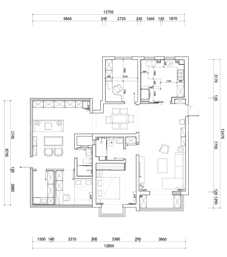 113平小清新北欧风小户型变大方案-平面布置图