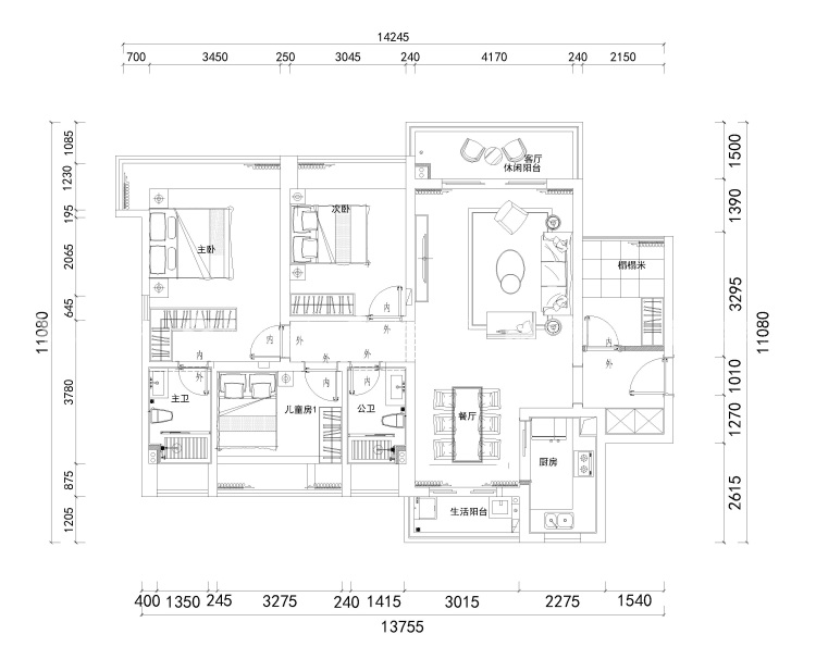 125平，带你领略时尚温馨北欧风-平面布置图