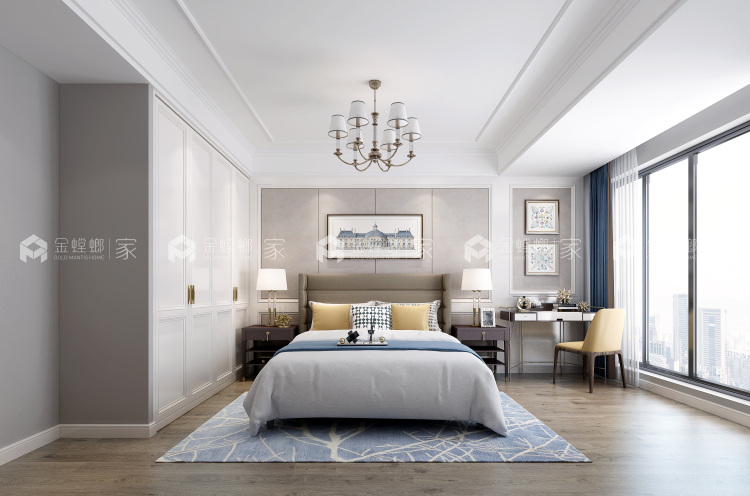 明珠城143平美式装修设计效果图-空间效果图