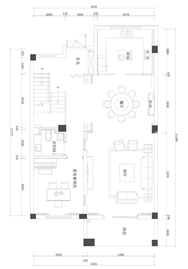 300平中式禅意风,简约又素雅-平面布置图