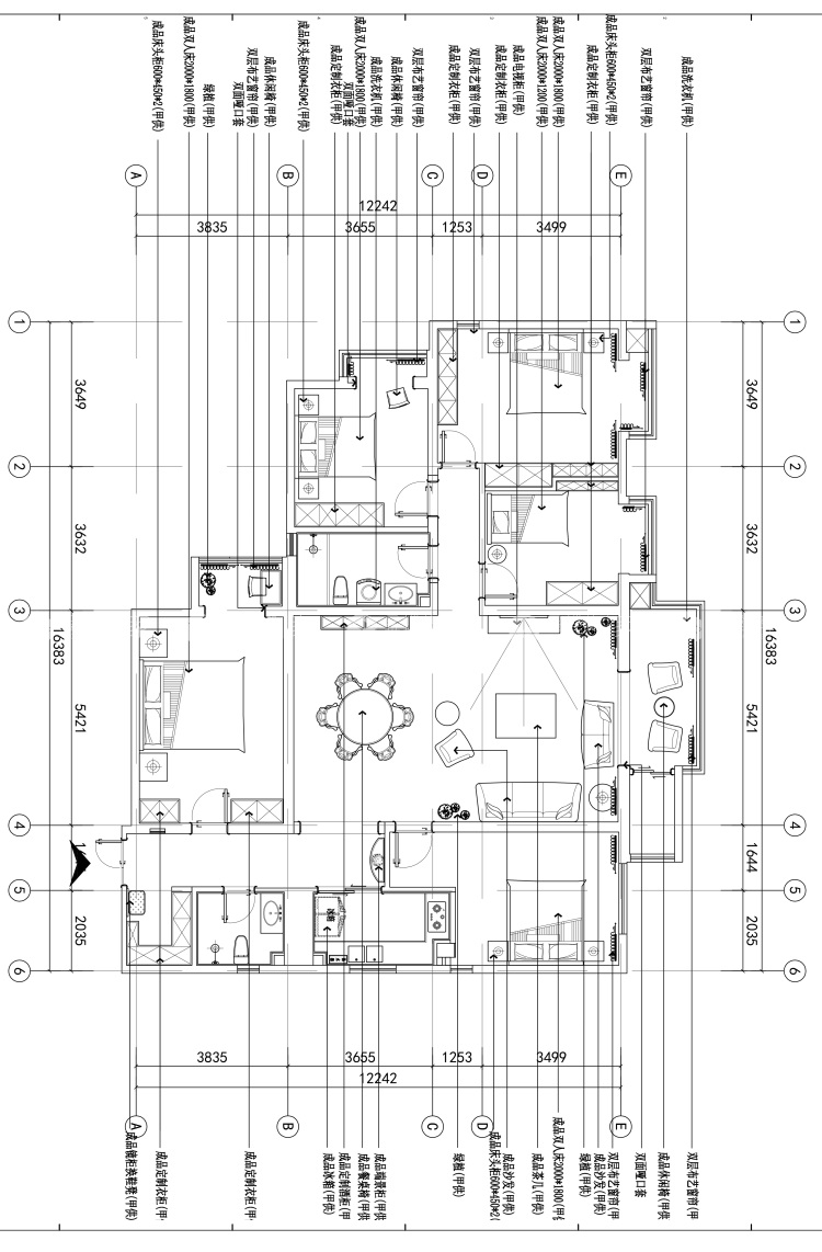 210平大户型古典欧式风-平面布置图