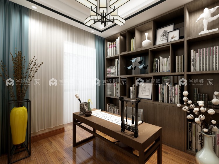 新中式也可以清新优雅-空间效果图