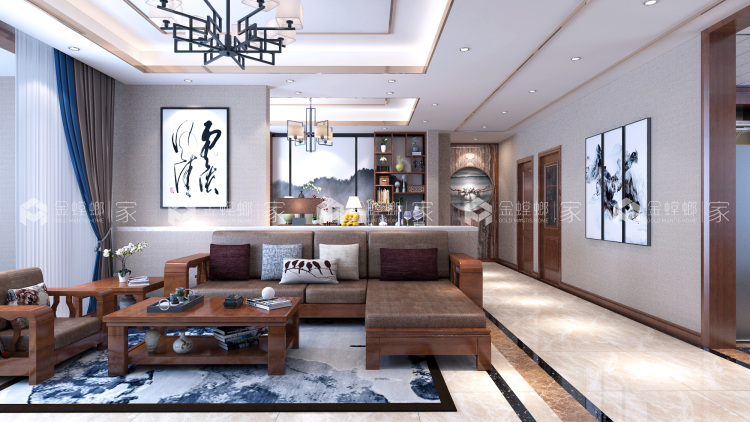 新中式+吧台？大气又时尚-空间效果图