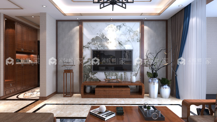 新中式+吧台？大气又时尚-空间效果图