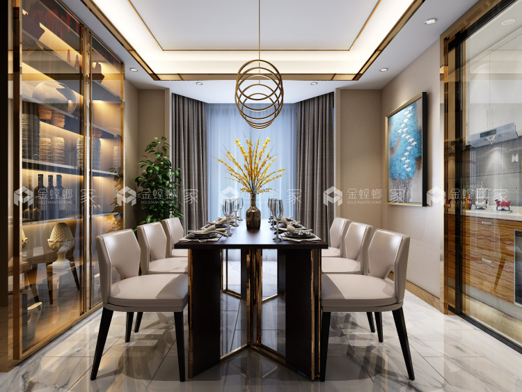 165平现代风，实用和美感并存-餐厅效果图及设计说明
