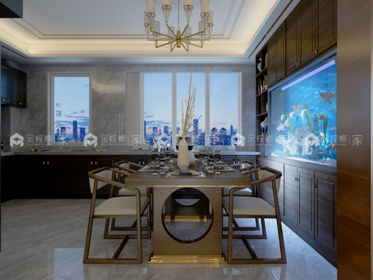 荣盛观邸177平米新中式装修设计图-空间效果图