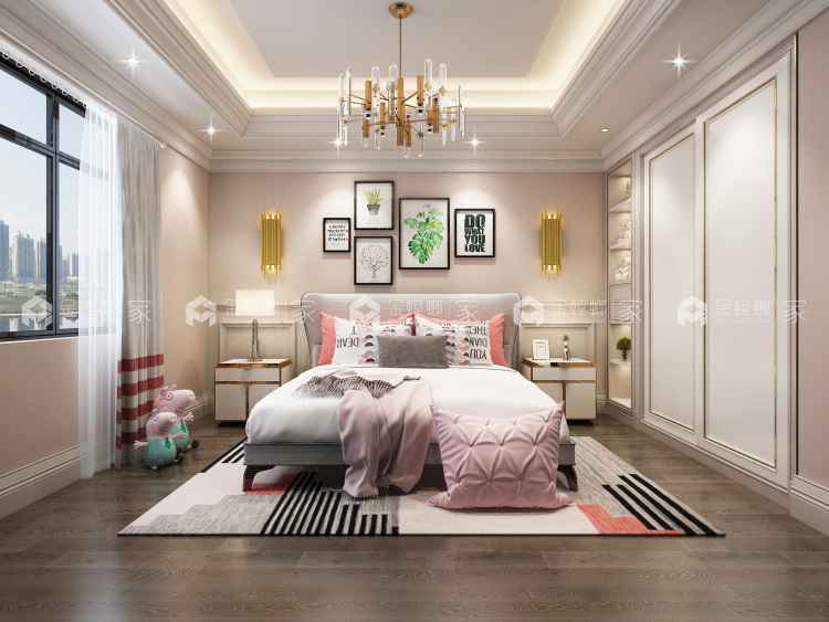 美式轻奢丨先低调中彰显尊贵-卧室效果图及设计说明
