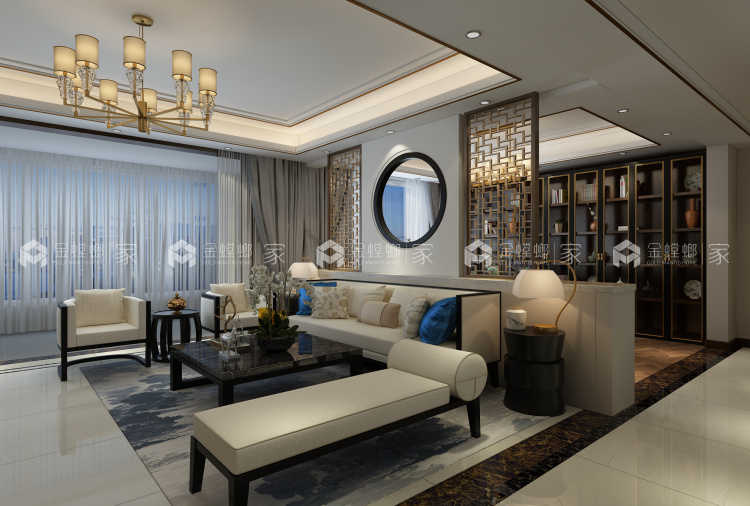 荣盛观邸177平米新中式装修设计图-空间效果图