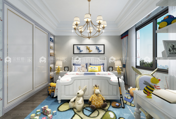 美式轻奢丨先低调中彰显尊贵-卧室效果图及设计说明