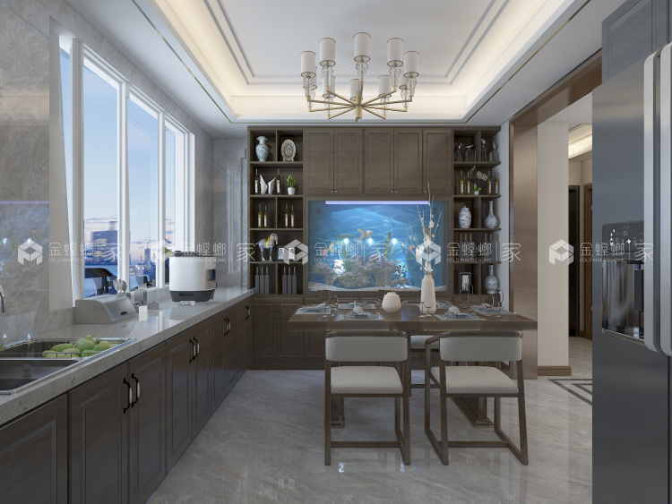 荣盛观邸177平米新中式装修设计图-空间效果图