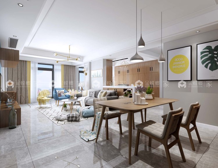 置身北欧星空之下 139平米北欧风-客厅效果图及设计说明