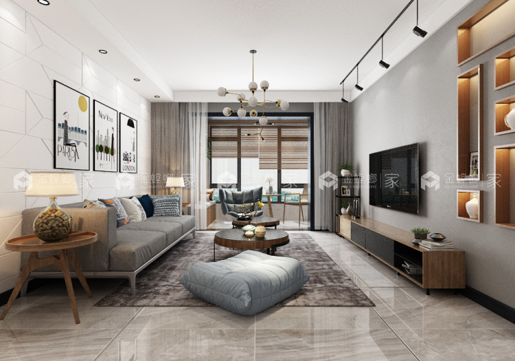 自然而惬意，是享受时光的最好方式-客厅效果图及设计说明