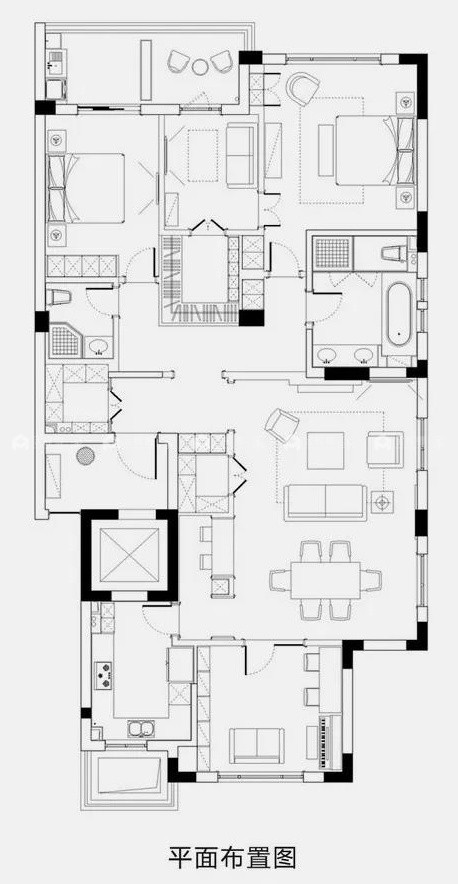 客厅，不再只是一个看电视的空间-平面设计图及设计说明