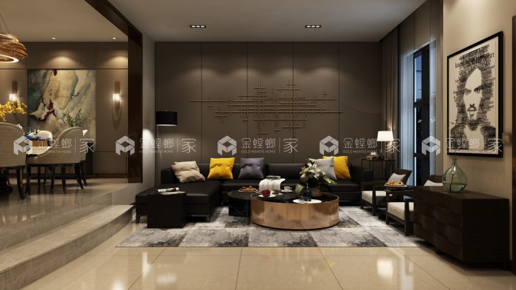 悠然谧静，自在城中-客厅效果图及设计说明