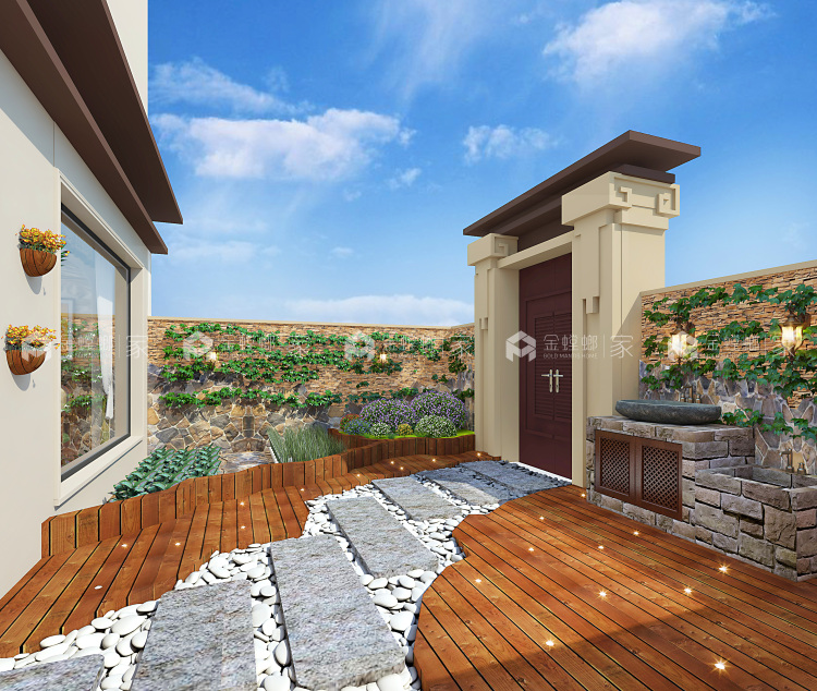 清新自然，淡雅生活，240平田园风格-空间效果图