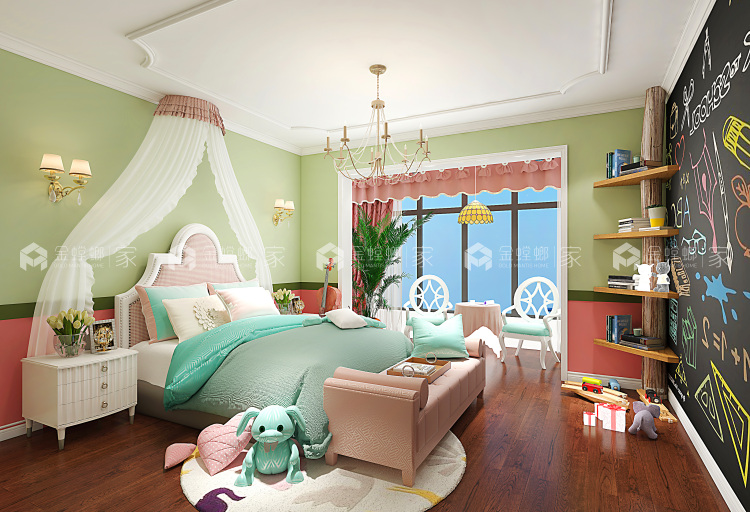 清新自然，淡雅生活，240平田园风格-空间效果图